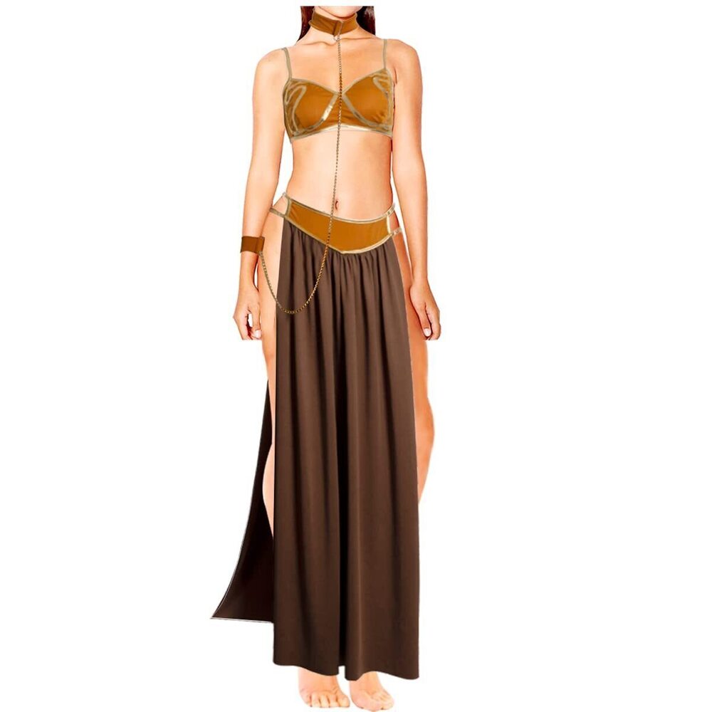 1537 Princess Slave Costume Sexy Halloween Lingerie Dress Uniform Coffee